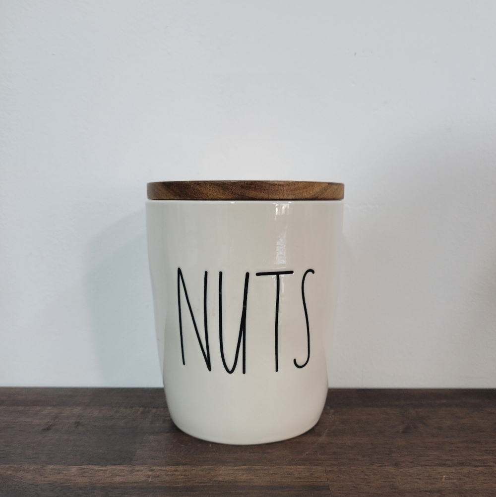 Rae Dunn Nuts Canister with Wooden Lid